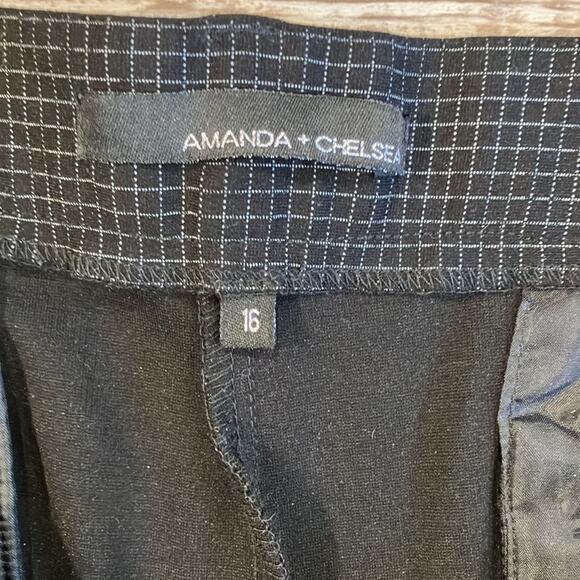AMANDA AND CHELSEA Black White Grid Print Ankle Pants  16 - Picture 4 of 11